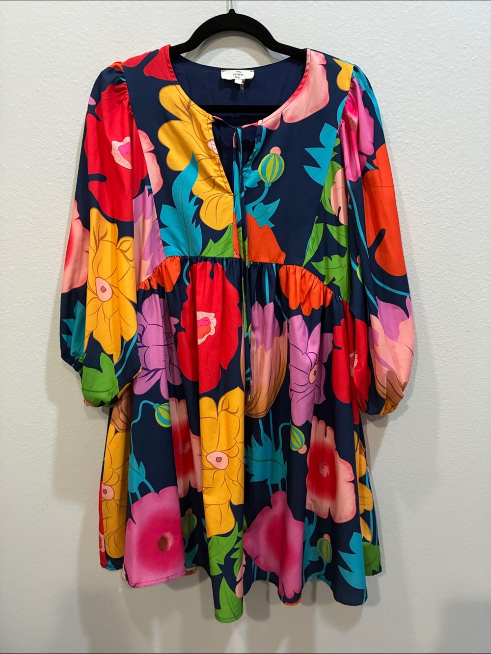 entro Navy Floral Midi Dress with Bright Multicolor Blooms - Picture 2 of 10